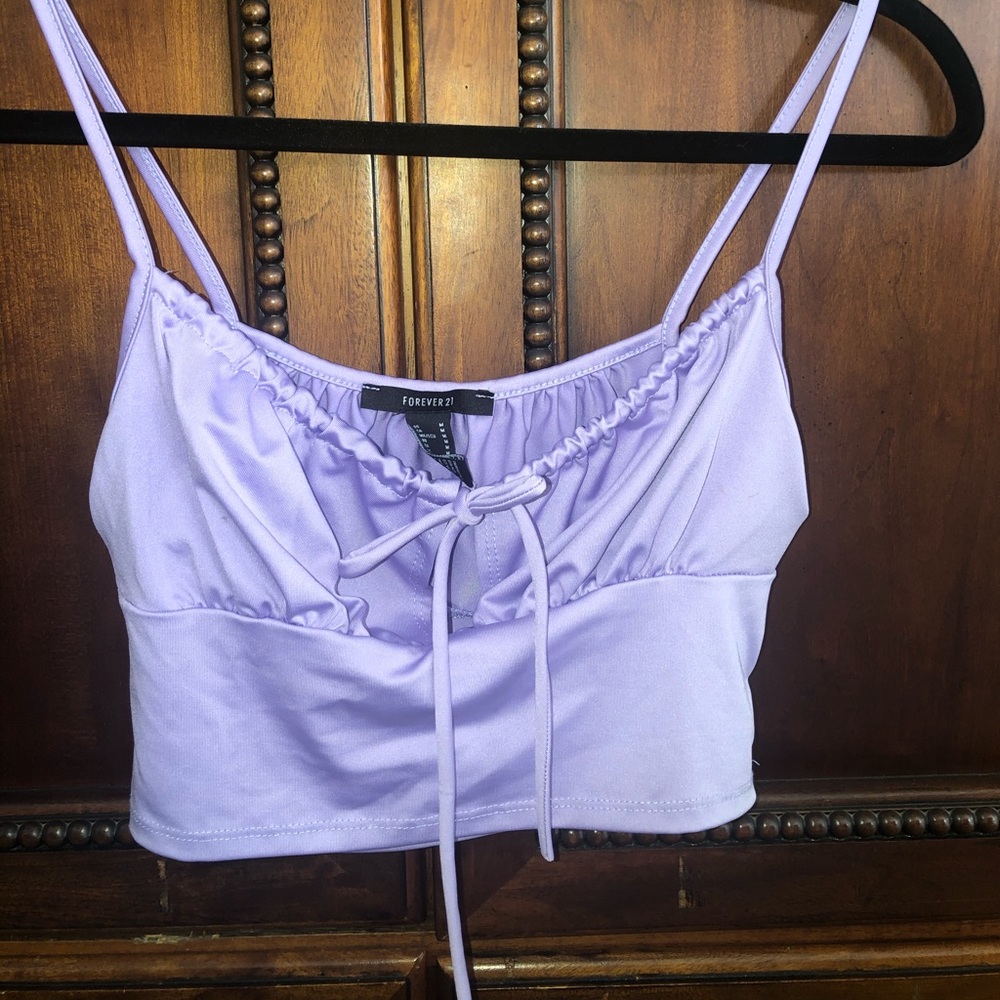 Purple satin crop top